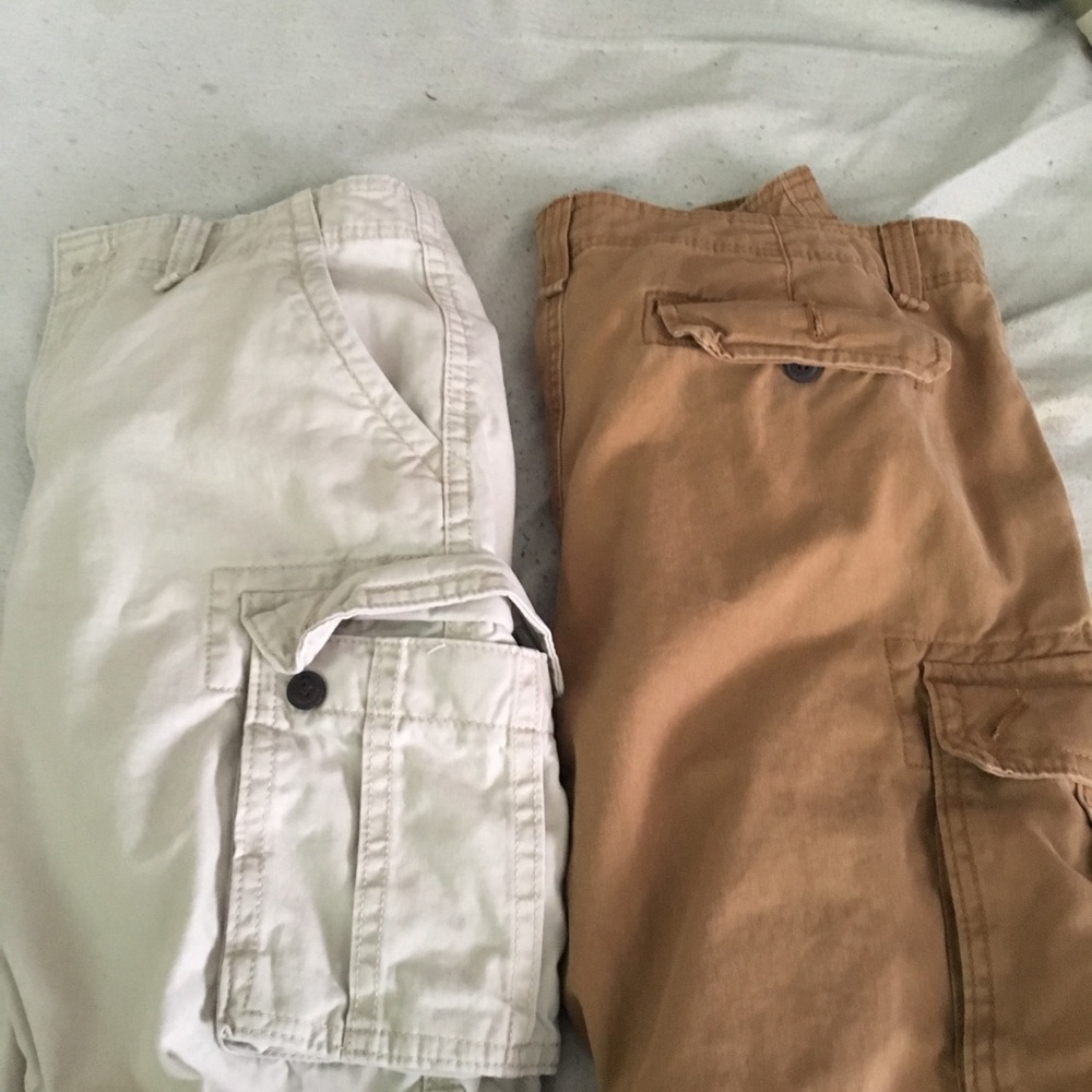 two pairs of cargo shorts
