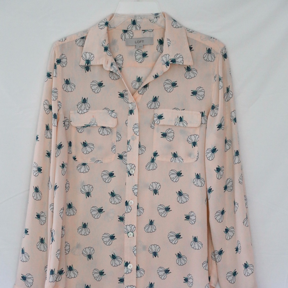 LOFT Pastel Pink Floral Blouse