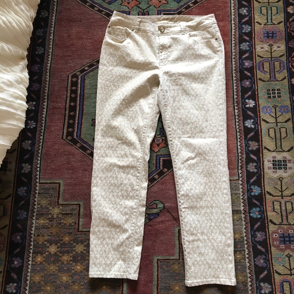 Chicos cream and gold leopard print jeans