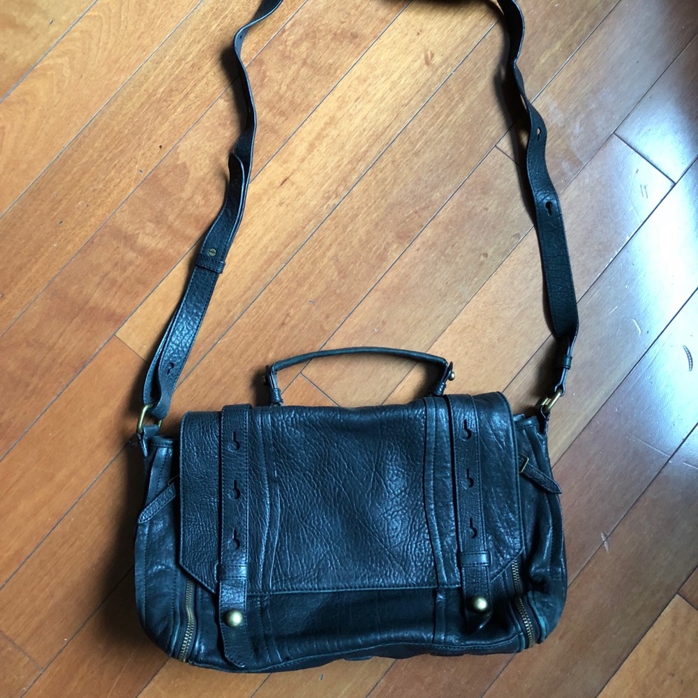 Olivia Harris Leather Collar Button Messanger Bag