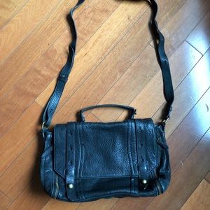 Olivia Harris Leather Collar Button Messanger Bag