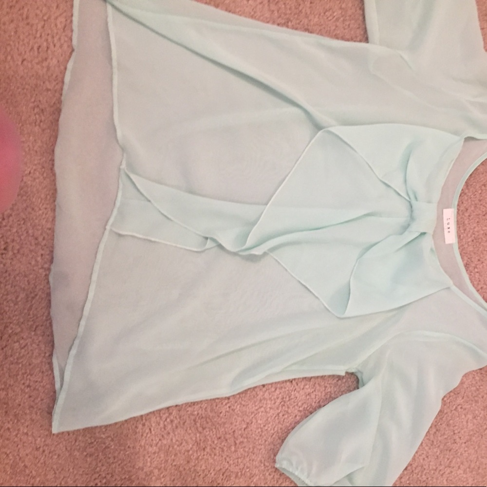 Shear blouse with bow