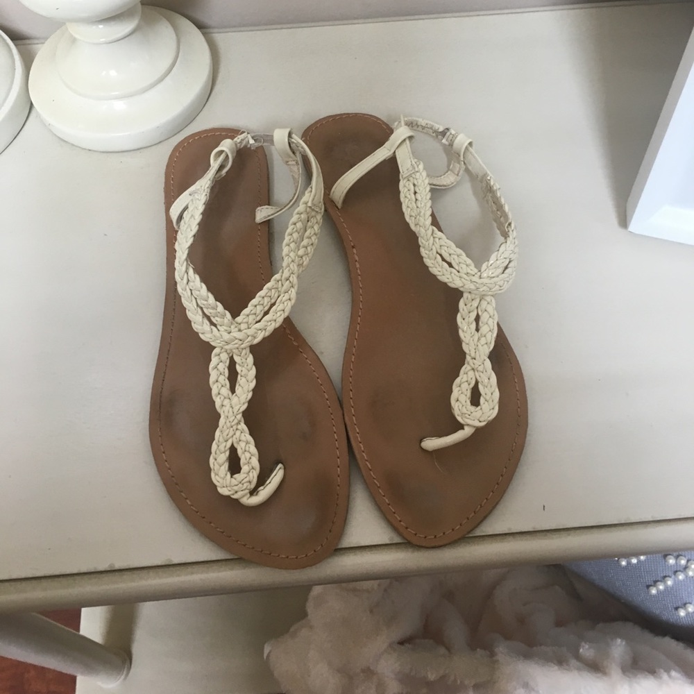 Cream Braided Sandals - Size 8