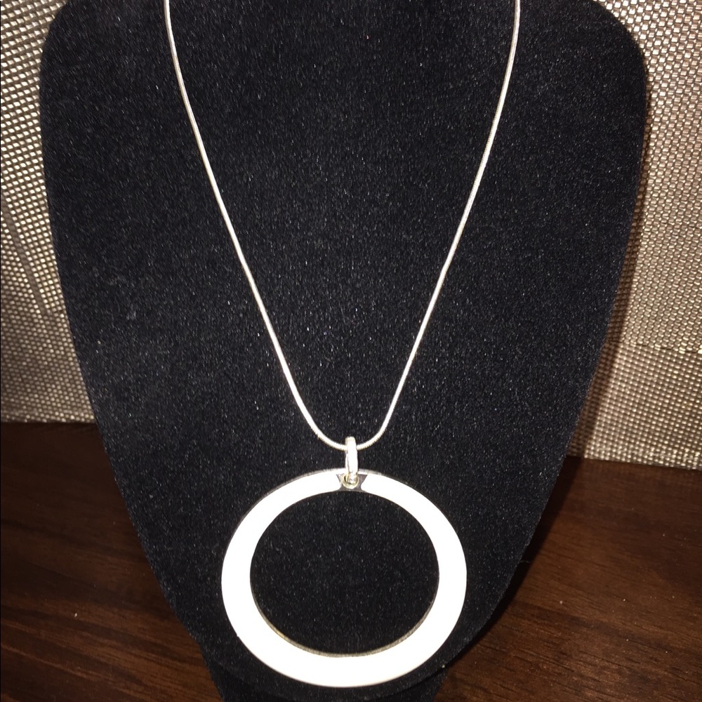 Necklace- White pendant necklace with silver chain