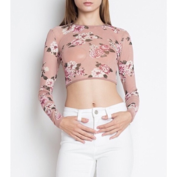Floral mesh crop top - Picture 2 of 3