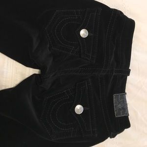 Straight leg black velvet pants