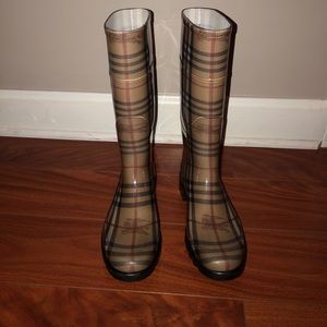 Tall Burberry rain boots