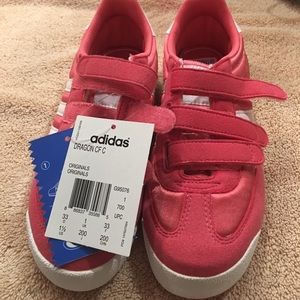 New with tags pink girls Adidas sneakers size 1.5