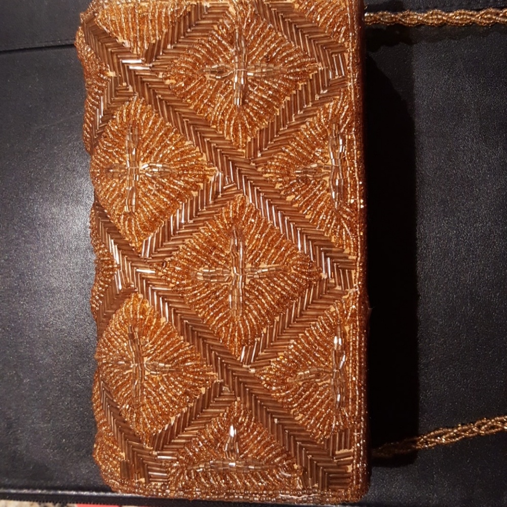 Gold Bold Beaded Handbag, Excellent Condition