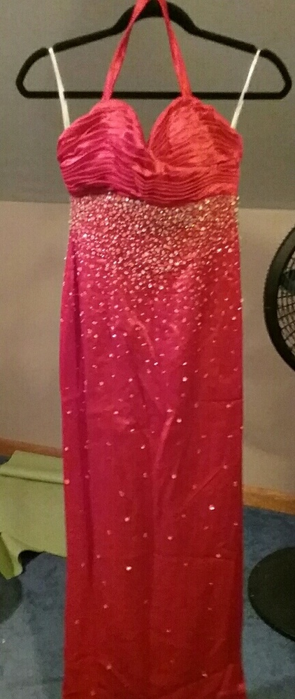 Halter red prom dress