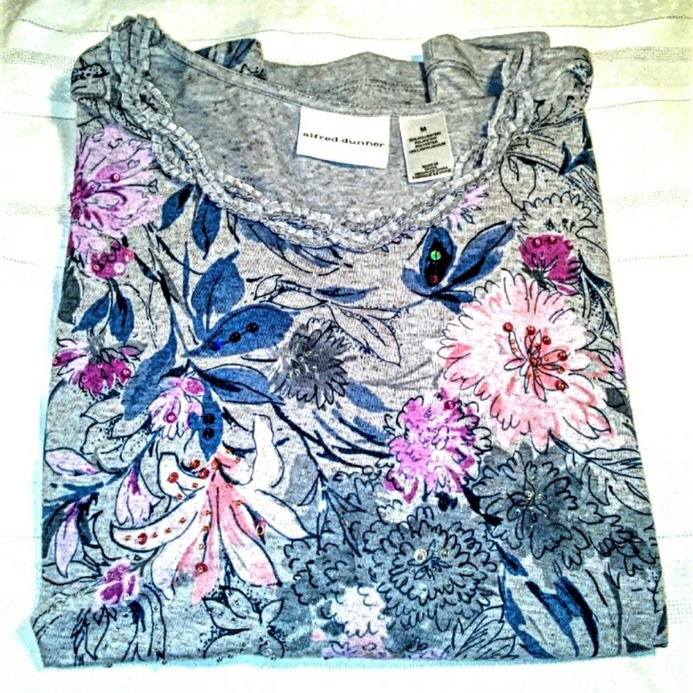Alfred Dunner Floral Embellished Pullover
