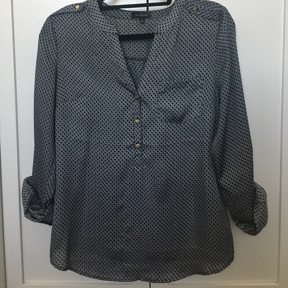 Navy blue patterned blouse