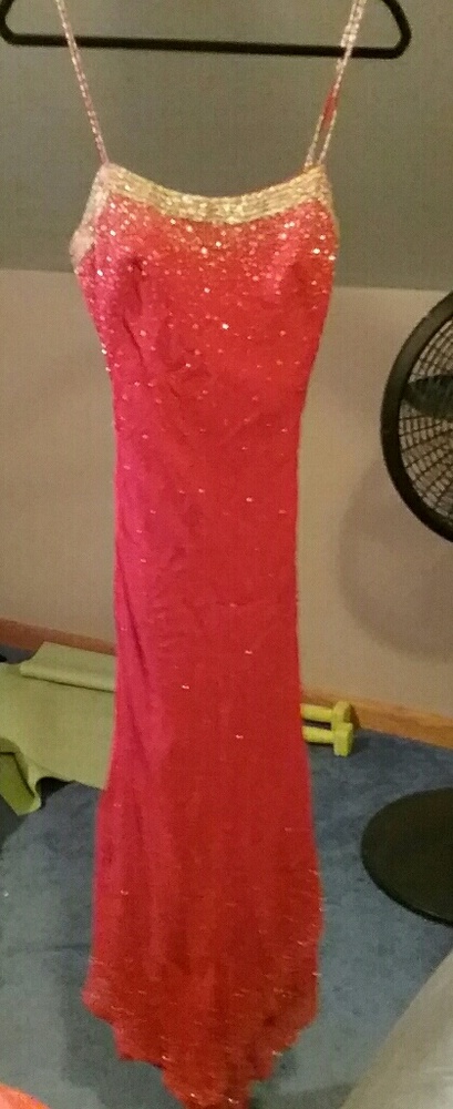 Red prom dress with sequins
