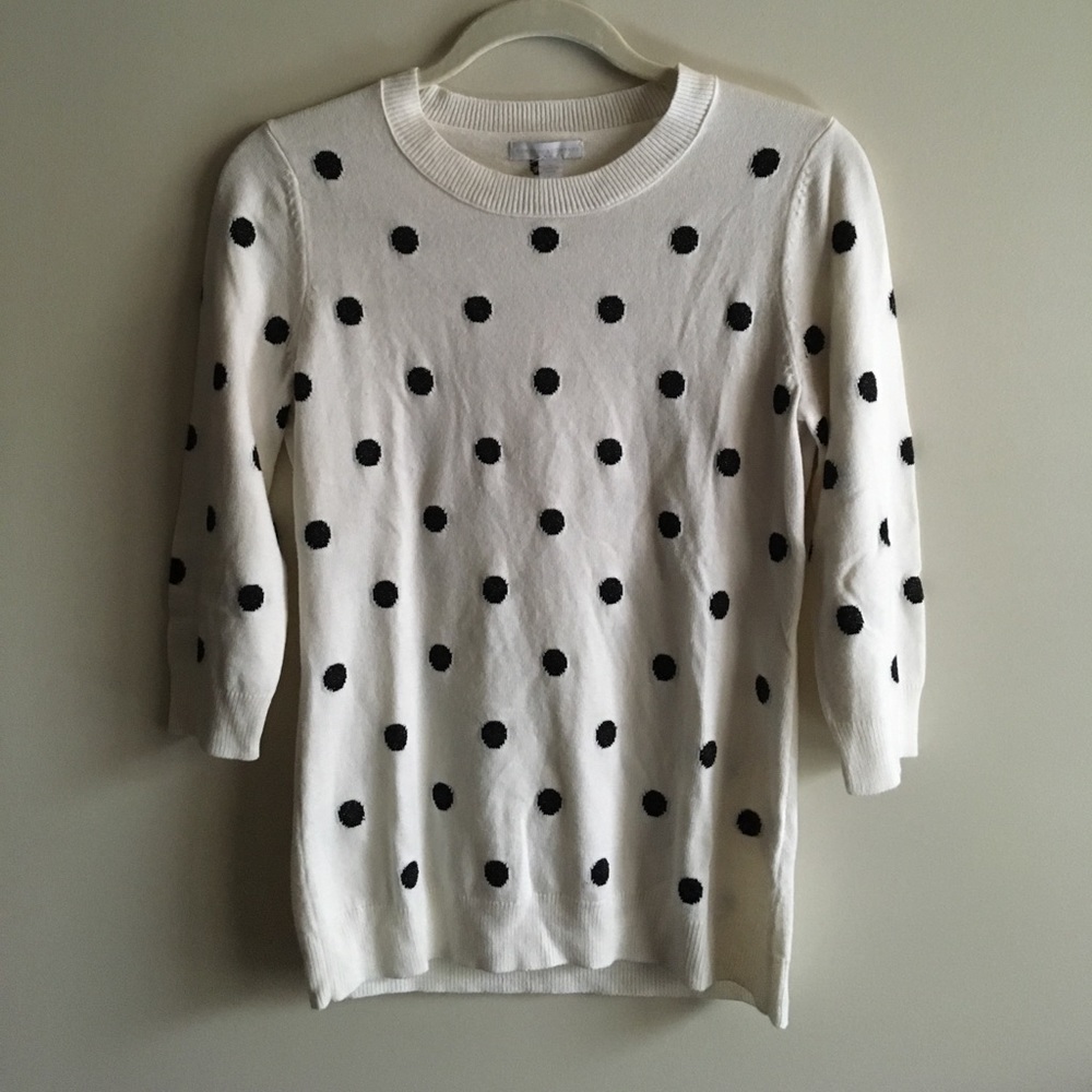 White & Black Polka Dot Sweater