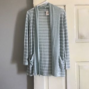 Women’s blue and white cardigan