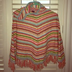GAP colorful fringed poncho