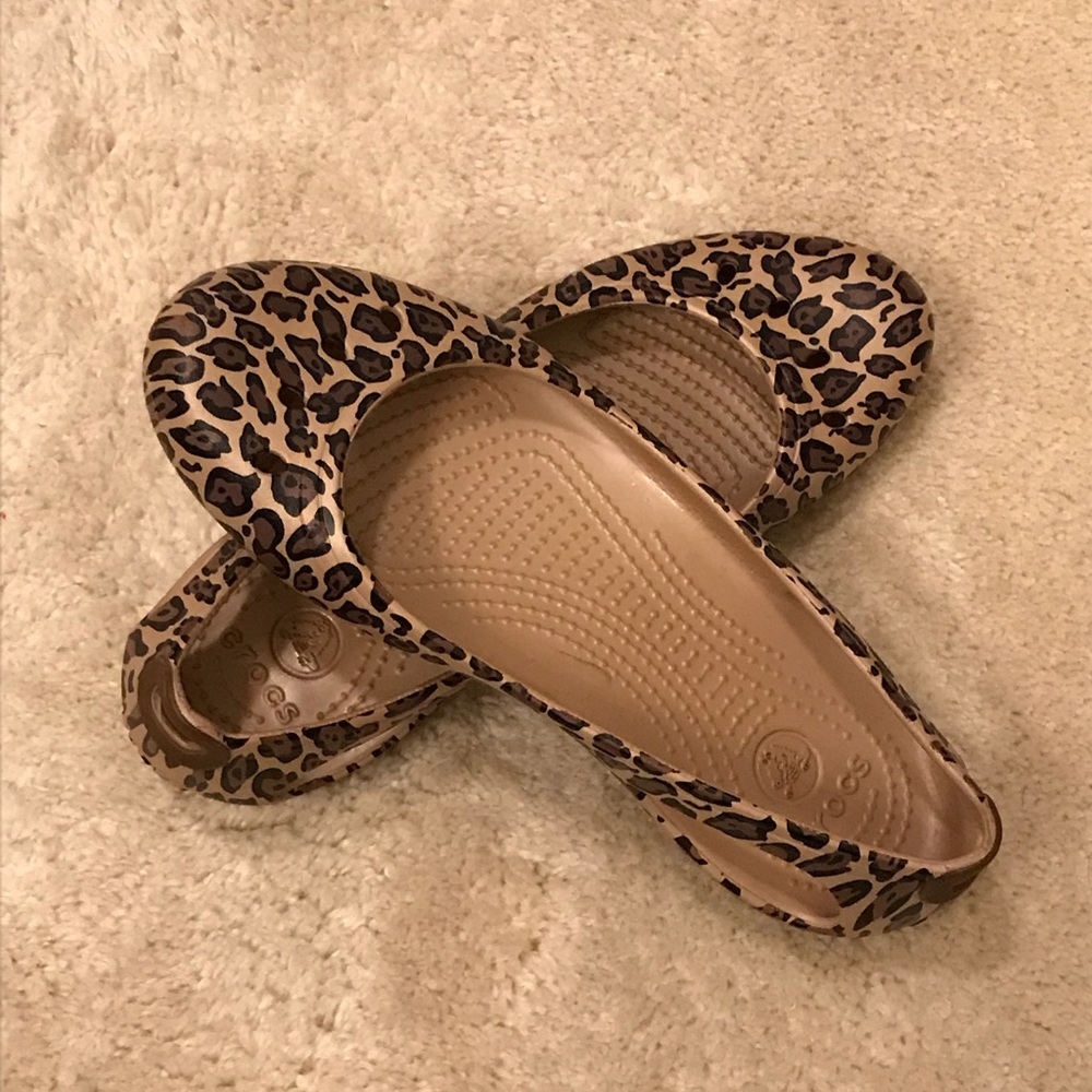 Leopard print flats by Crocs