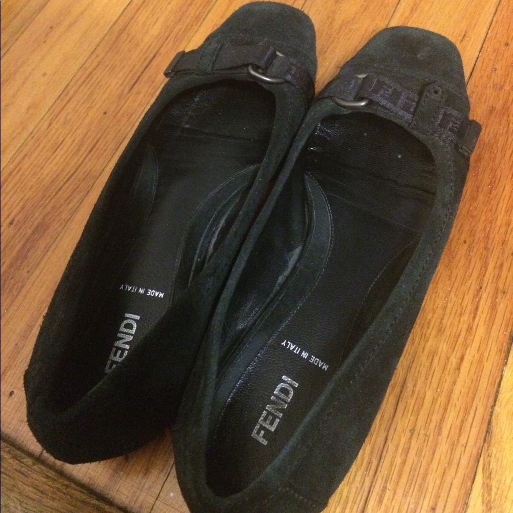 Fends black suede flats size 38 1/2