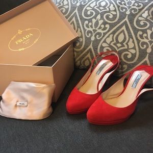 Prada Red Slingback Heels
