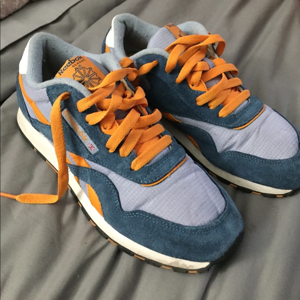 Suede Reebok classic sneakers blue orange