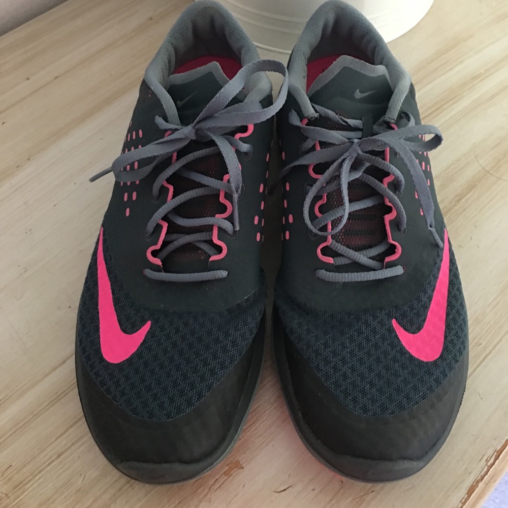 Charcoal Gray and Pink Nikes. Size 9