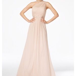 Embellished One-Shoulder Gown in Blush