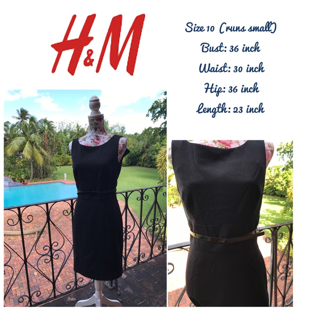 Black fully lined sleeveless dress with belt