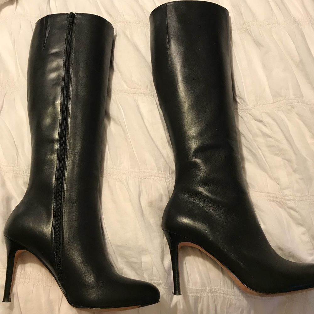 Brooks Brothers Black Leather Knee-high Boots