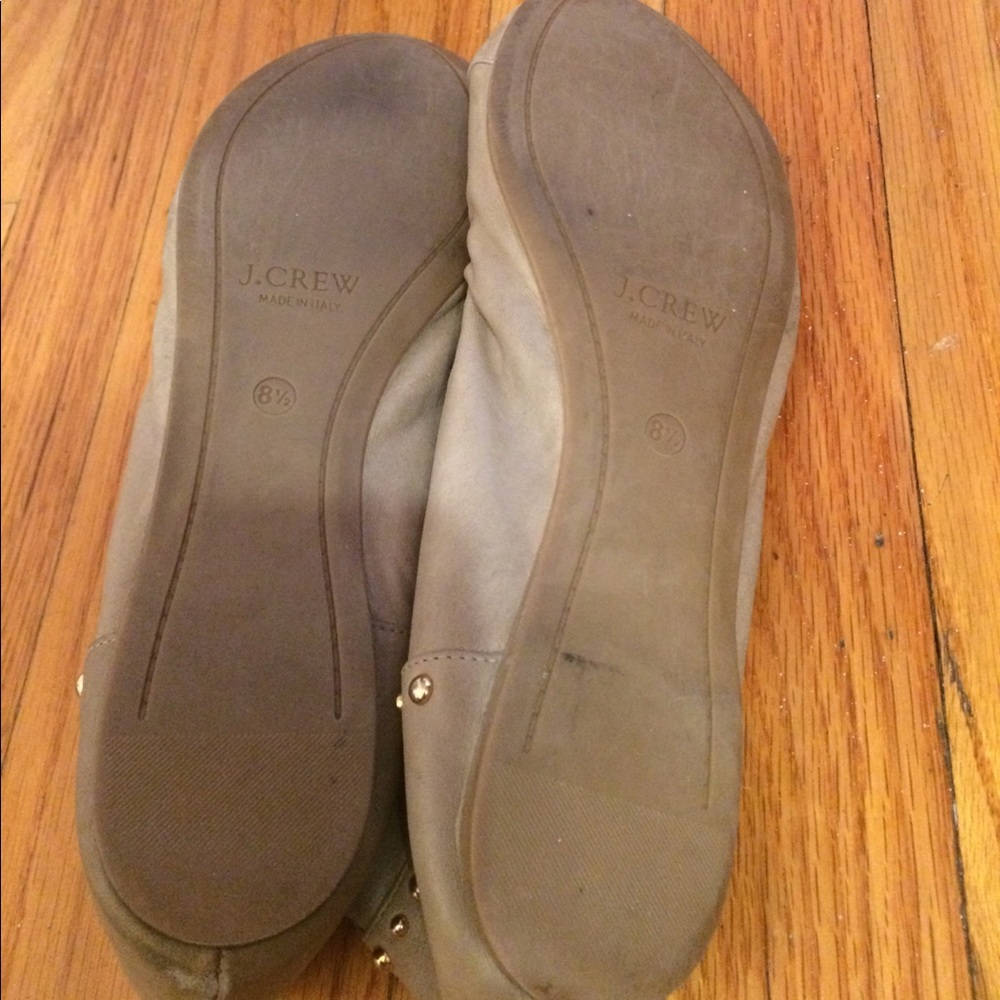 J. Crew gray tan with gold rhinestone flats - Picture 2 of 2