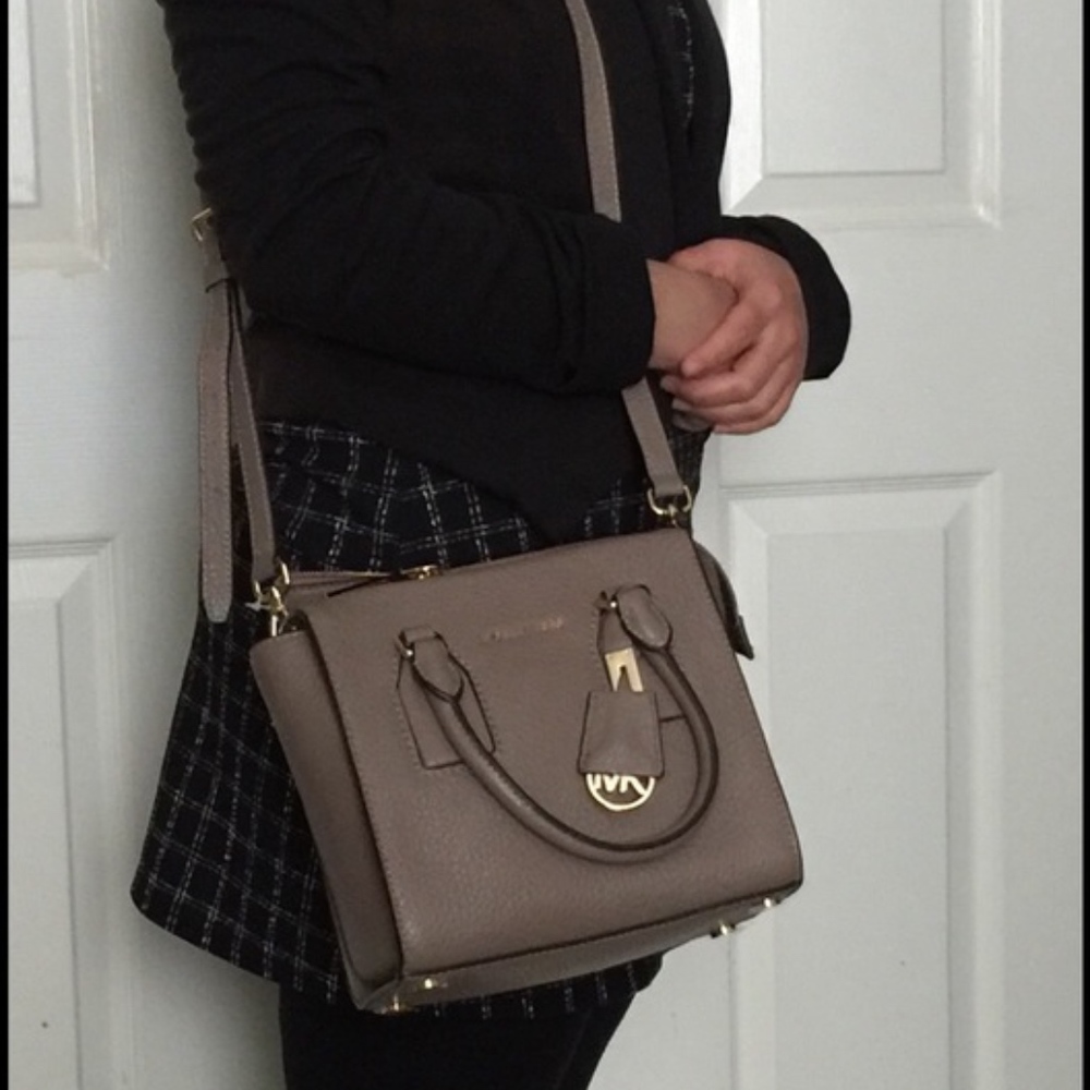 MK Kors Selby Medium Dark Dune Leather Satchel