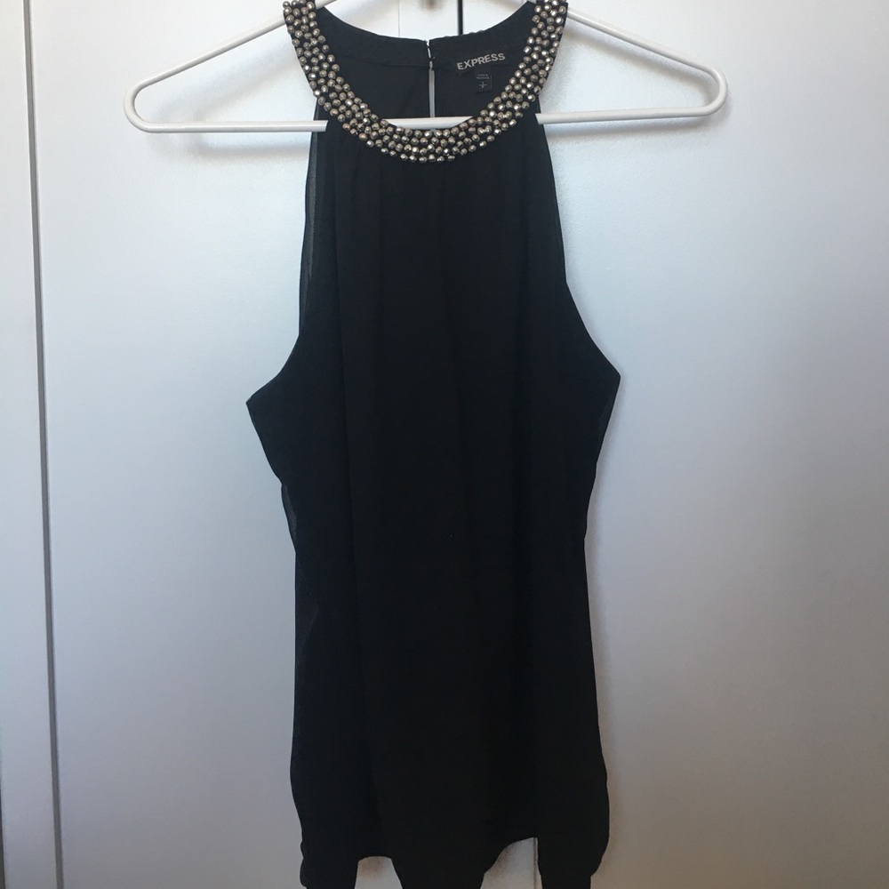 Beaded black high necked tank