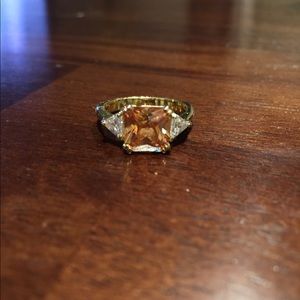 November birthstone ring with gold plated band.
