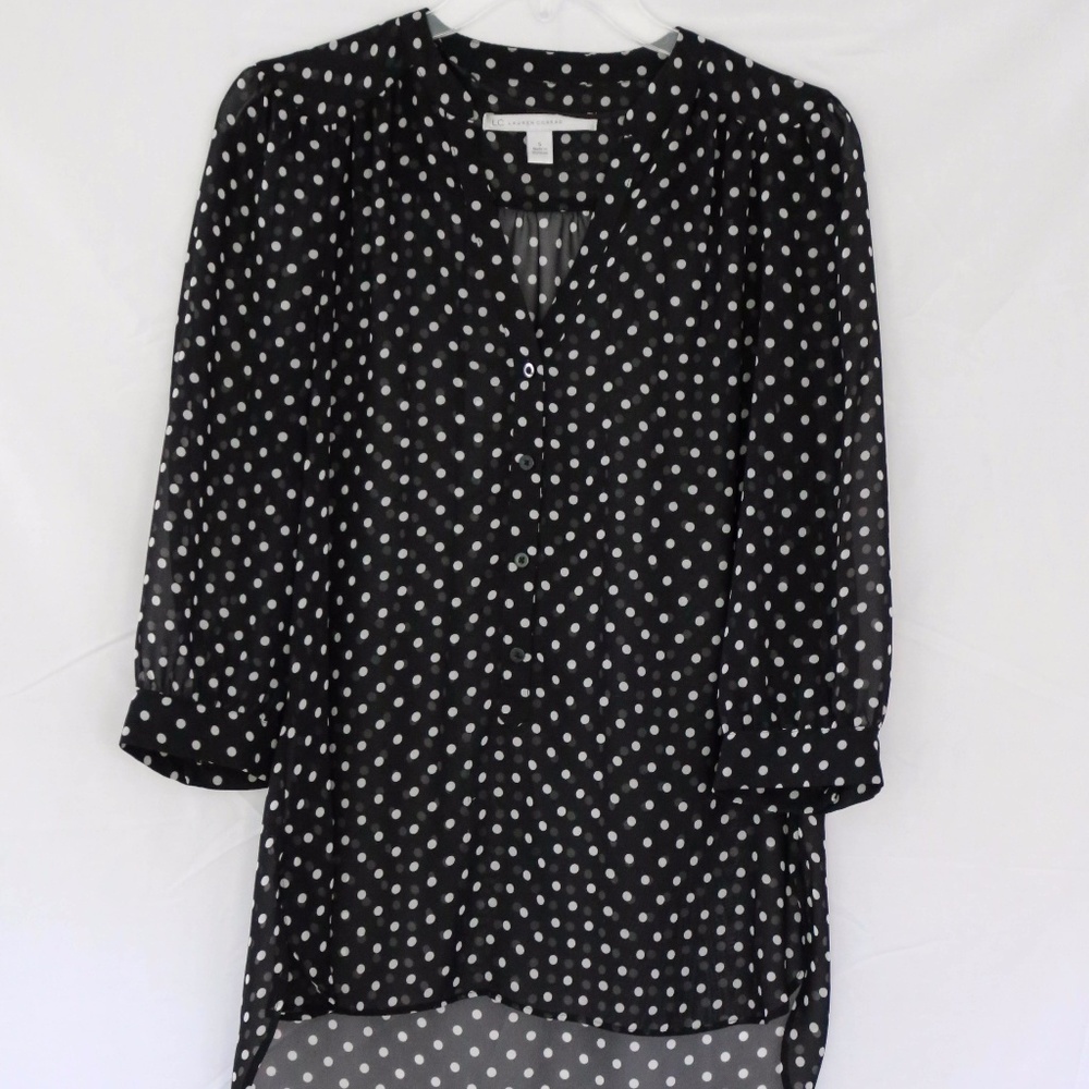 Lauren Conrad Black and White Polka Dot Blouse