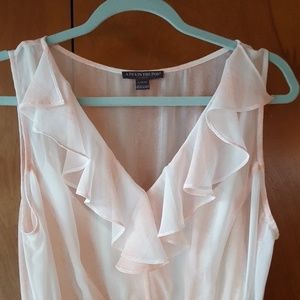 Peach and white maternity dress