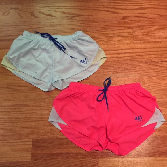 abercrombie workout shorts pink blue - Picture 1 of 7