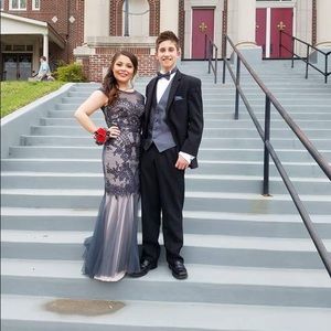 Charcoal prom dress. Size 2. Only worn once.