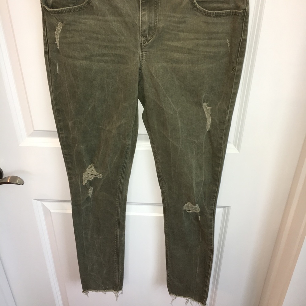 π₯HPπ₯Express Army Green Frayed Ankle Legging Jean - Picture 6 of 8