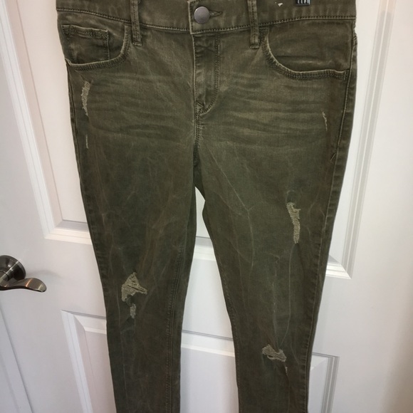 π₯HPπ₯Express Army Green Frayed Ankle Legging Jean - Picture 7 of 8