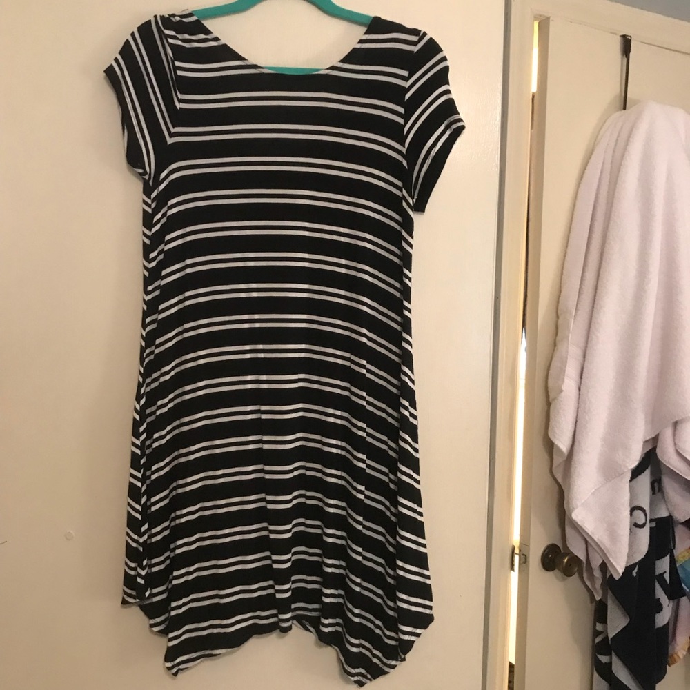 Black and white striped dress