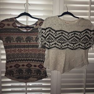 2 boho knit tops