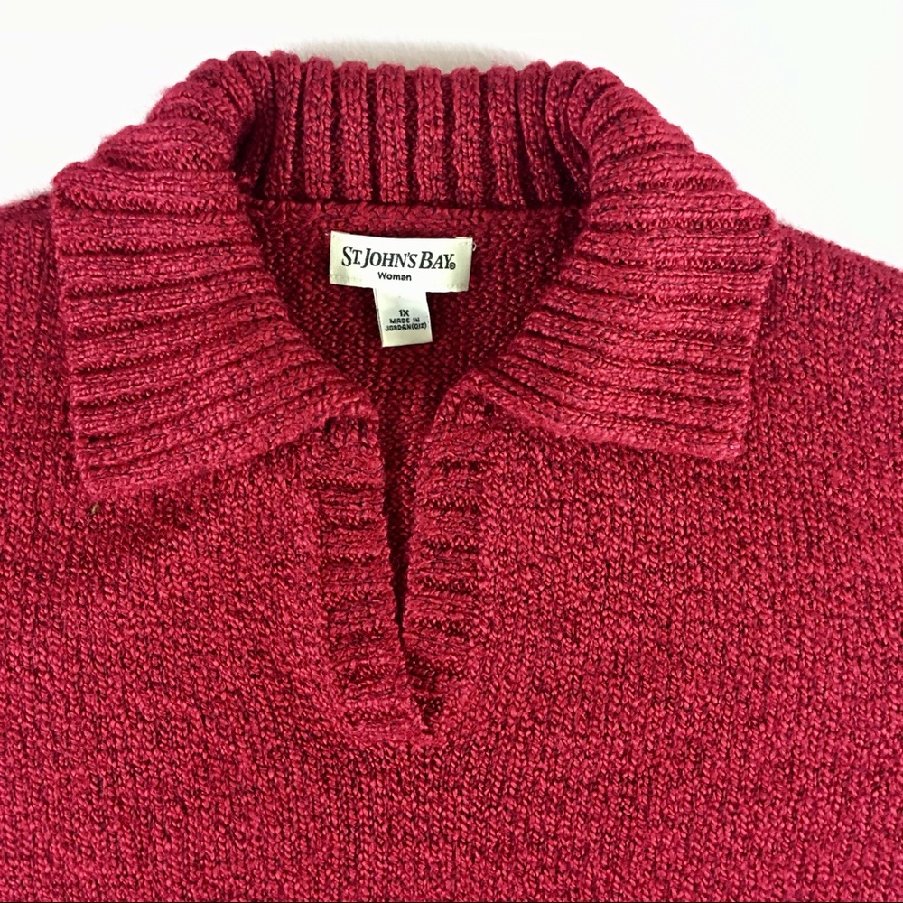 St. John's Bay Women's Sweater Maroon 1X