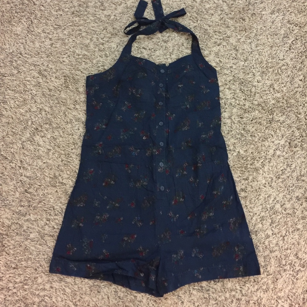Mossimo navy blue flower print romper
