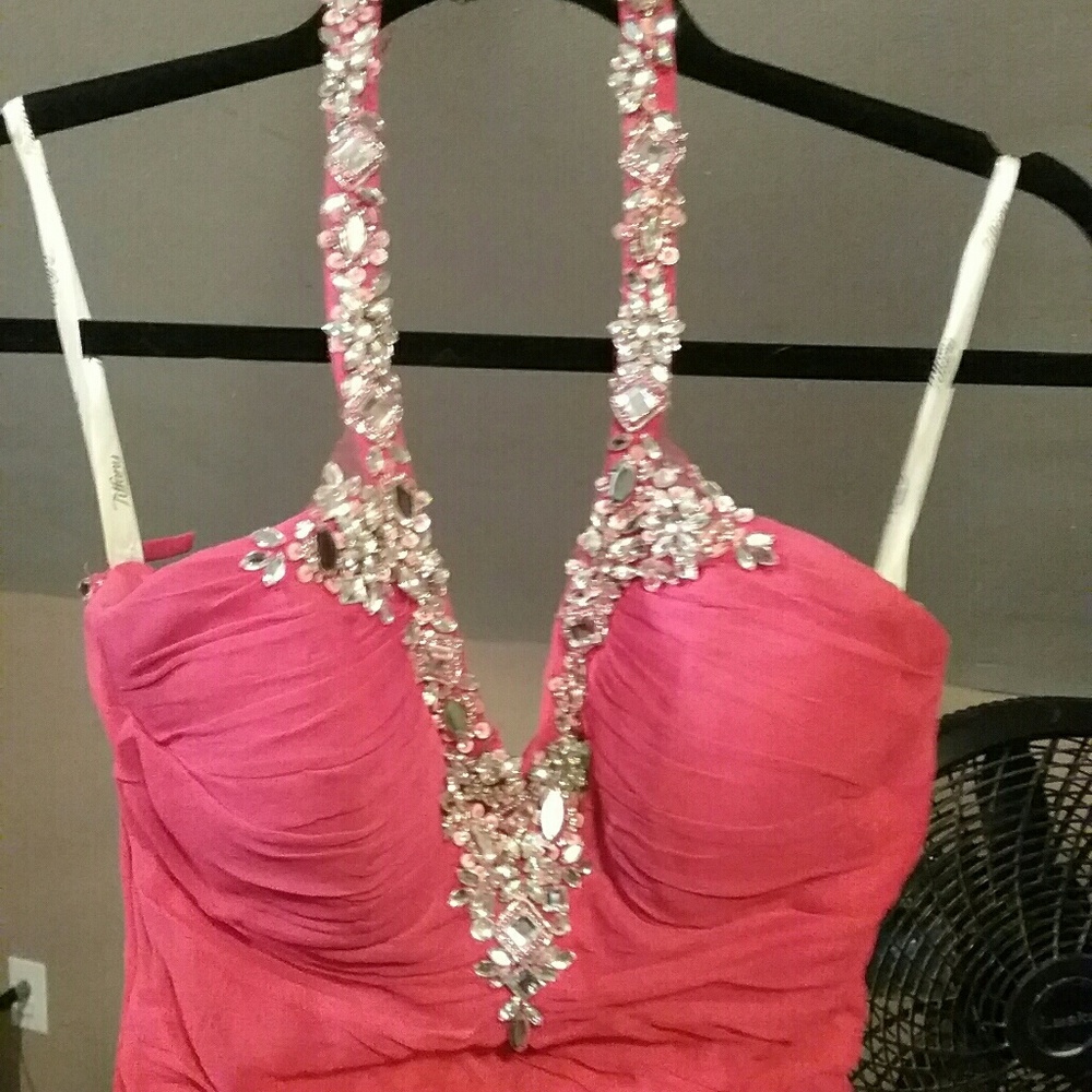 Fuschia halter sequin dress