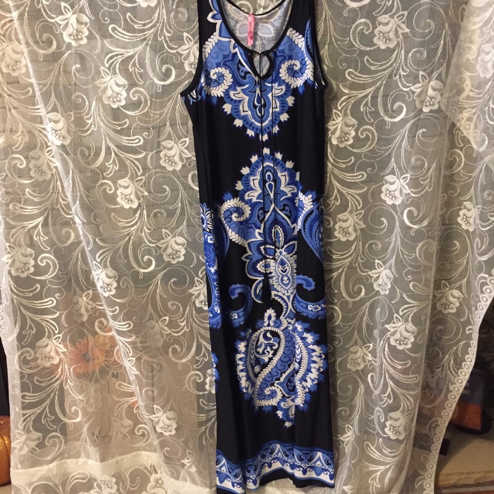 Black and blue maxi dress
