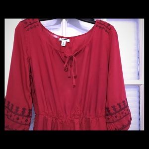 3/4 sleeve red dress