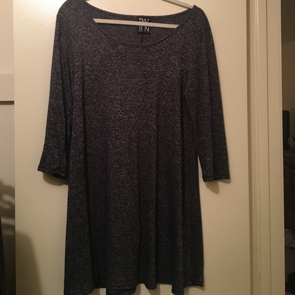 3/4 sleeve grey two-toned dress