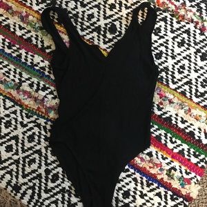 Urban Outfitters Black Ribbed Bodysuit