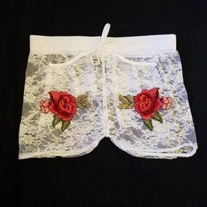 Peek-a-boo lace shorts