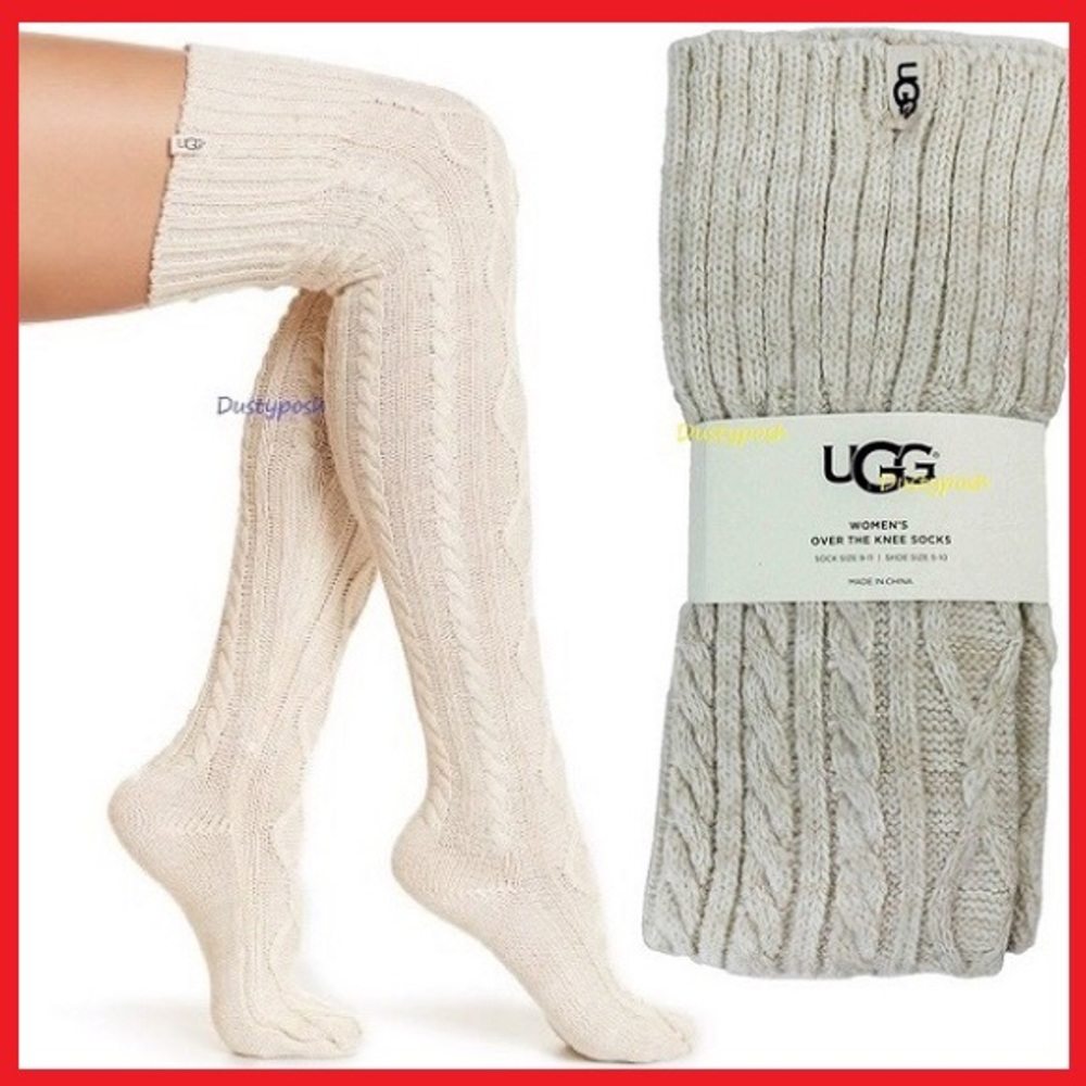 UGG Cable Knit Over The Knee Socks Thigh High Boot Cozy Bedroom Discontinued NWT - Picture 5 of 8