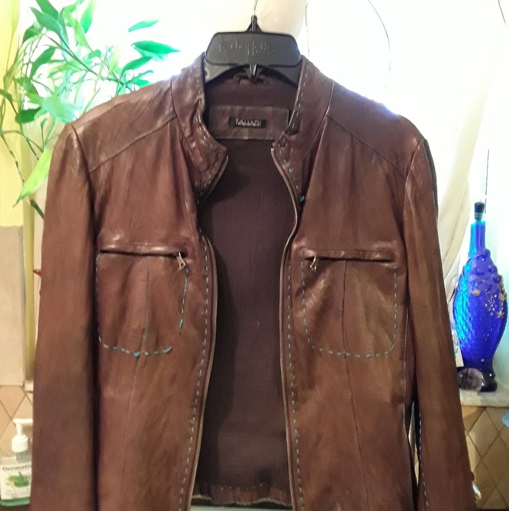 Tahari Lambskin Leather Jacket